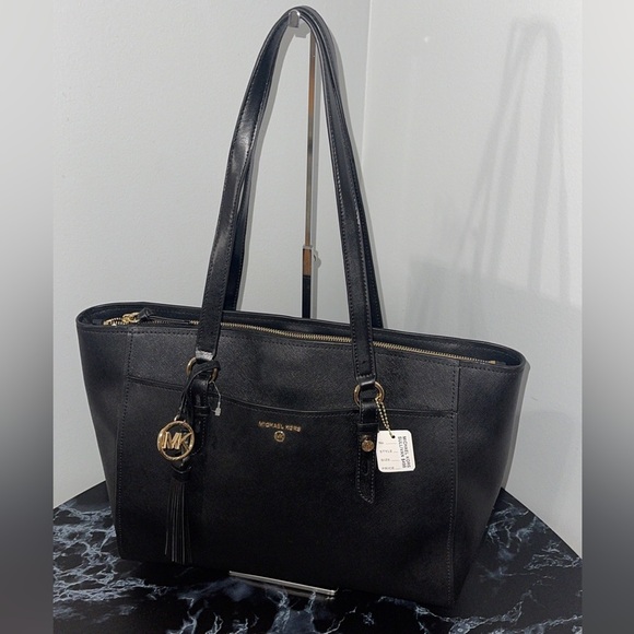 MICHAEL KORS Sullivan Large Leather Tote Bag Black AUTHENTIC NEW -Minor Damage - Picture 6 of 14